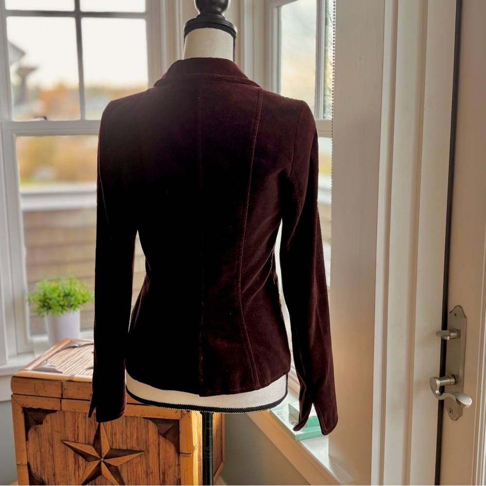 Vintage Y2K Made In Spain Velvet Fitted One Button Blazer By Jean Basic - Picture 7 of 16